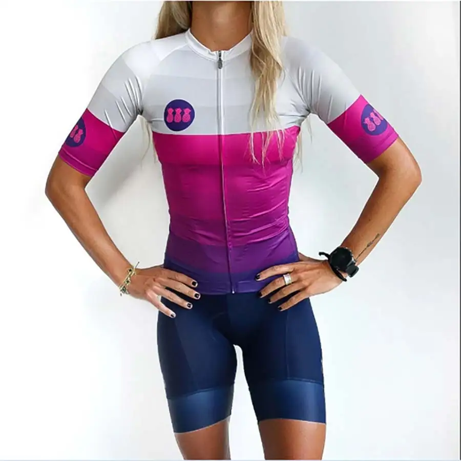 Tres Pinas-Women\'s Cycling Jersey Set, Bike Ciclismo Suit, Short Sleeve Top, 9D Gel Bib Shorts, Summer Clothing, Jersey Set, 202