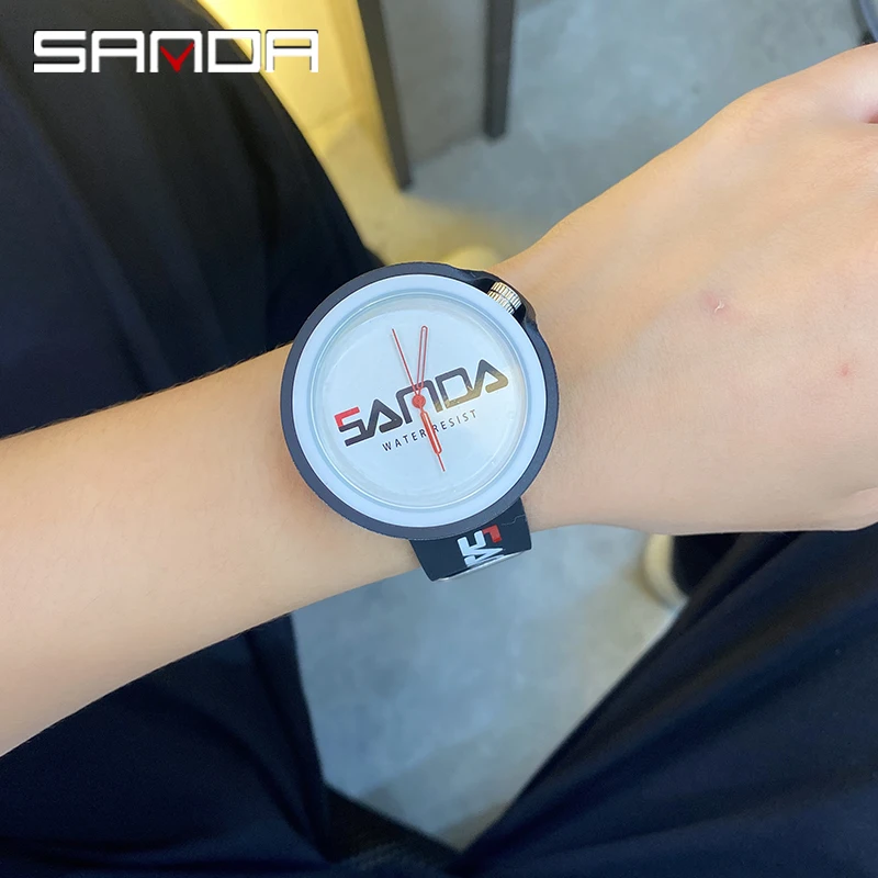Sanda Mens Watches silicone Luxury Quartz Watch Men Fashion Chronograph Waterproof Men Wrist Watch Relogio Masculino