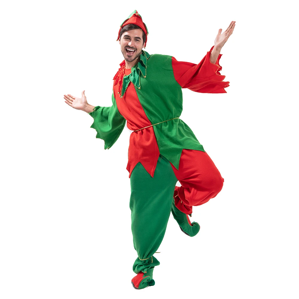 Eraspooky Family Christmas Santa Claus Costume Adult Elf Costume For Boy Santa Helper Fancy Dress Christmas Carnival Party Girl