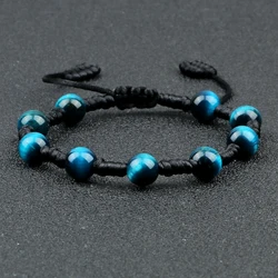 New Men Natural Blue Tiger Eye Stone Beads Bracelets Handmade Stretch Braided Adjustable Bracelets&Bangles Women Jewelry Pulsera