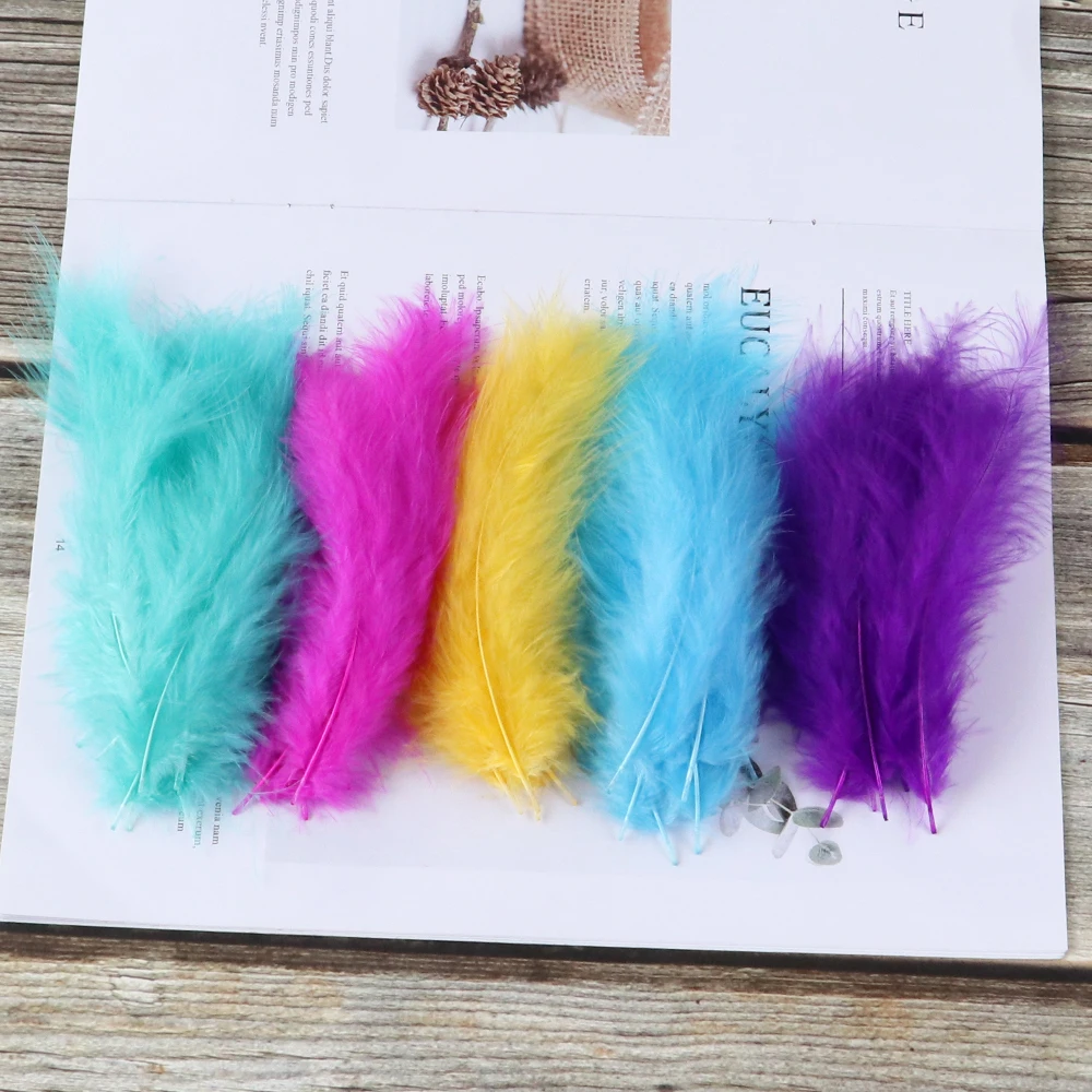 Wholesale 4-6 Inches 10-15cm Turkey Marabou Feather Fluffy Plume Wedding Dress DIY Jewelry Decororation Accessories Feathers