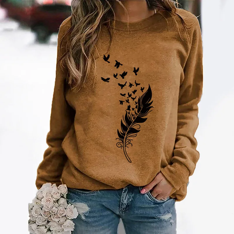 Women's Long Sleeve Print Sweatshirt, Casual Tops, Ladies Fashion, High Quality Materials, S-3XL