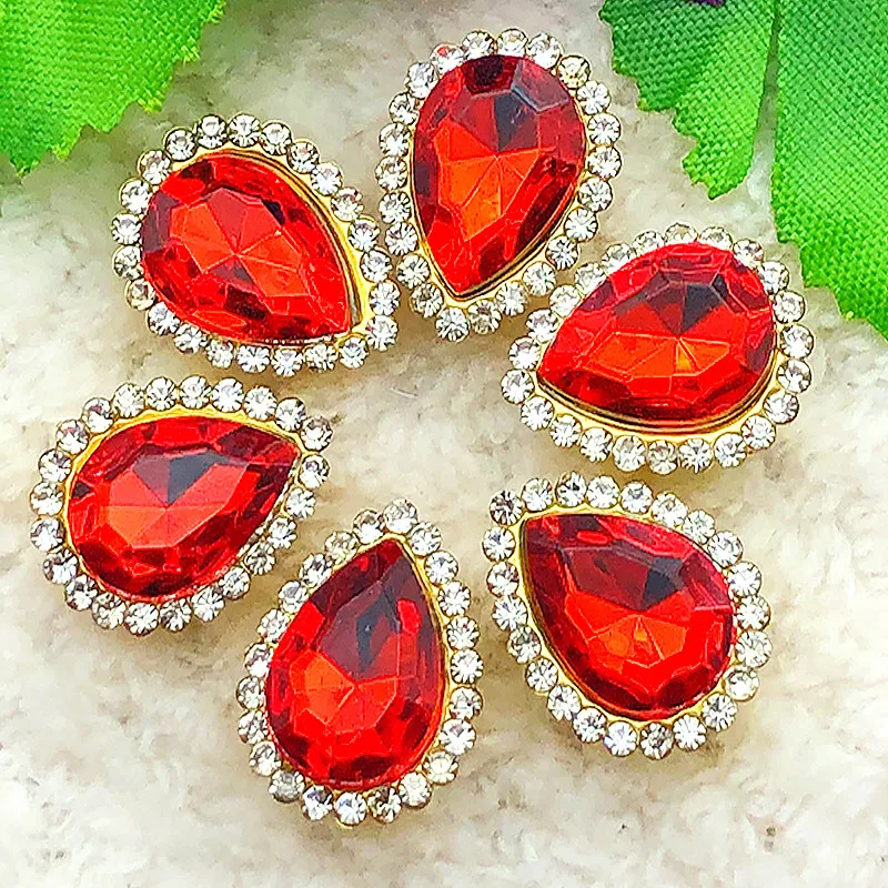 6PCS 14*18mm Water Drop Flatback Crystal Rhinestone Wedding/Clothes Wedding Art Decoration DIY