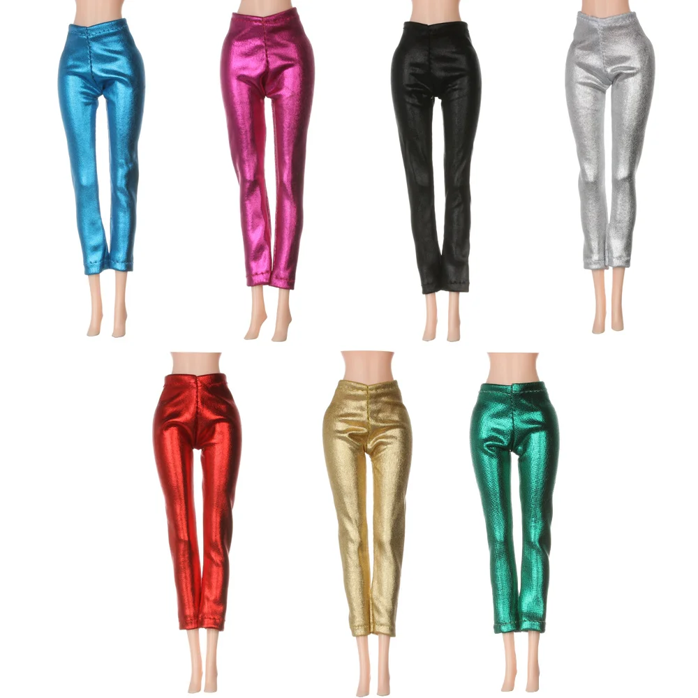 Candy Color Leather Elastic Trousers Striped Bottom Pants Doll Clothes Accessories For 1/6 Doll Casual Daily Dress Up