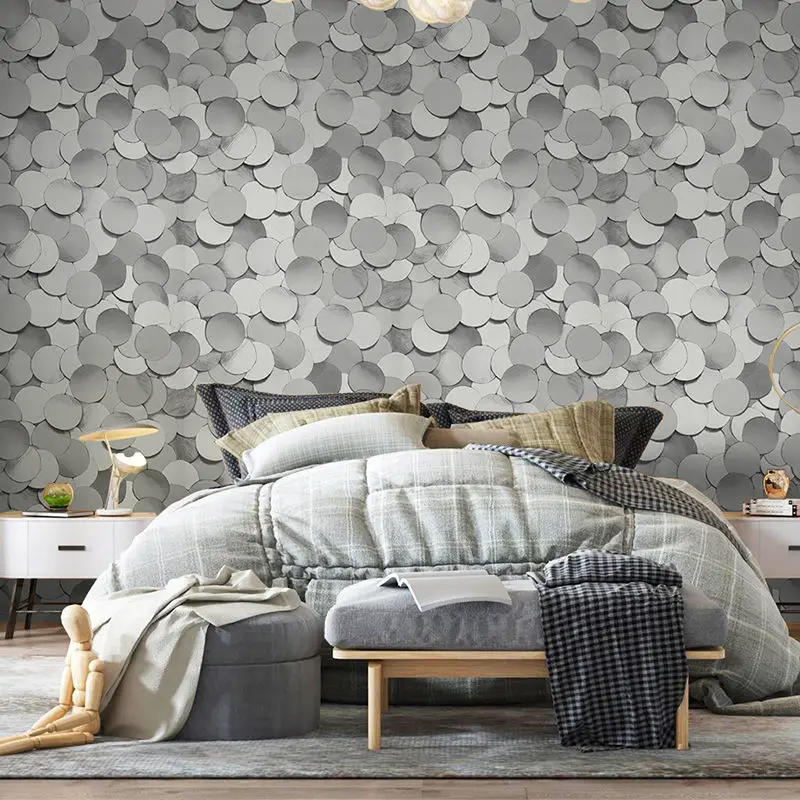 2020 Modern Geometric Wallpapers 3D Circle KTV Bar Coffee Shop Light Luxury Personalized Wall Paper Roll Decor Background