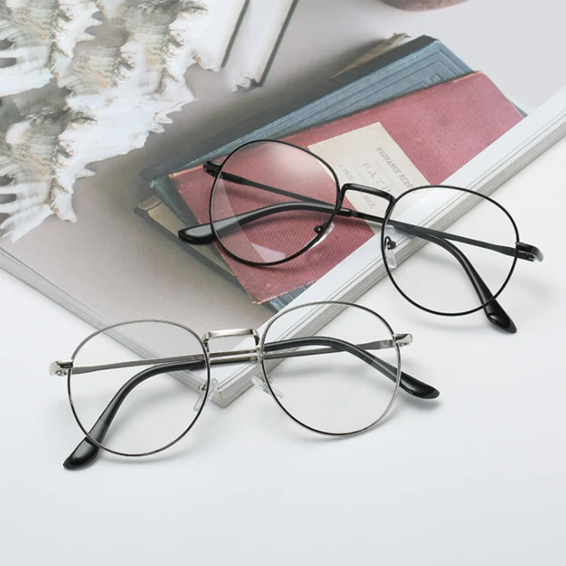 Retro Retro Reading Glasses Frame Men and Women Brand Designer Round Glasses Optical Glasses Frame Trend Metal Glasses +50 +100