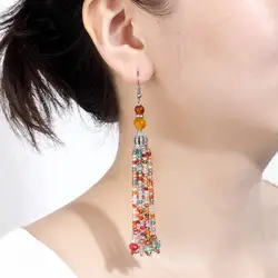 2020 exaggerated gold long chain earrings round beads tassel earrings female hipsters fried street earrings gifts