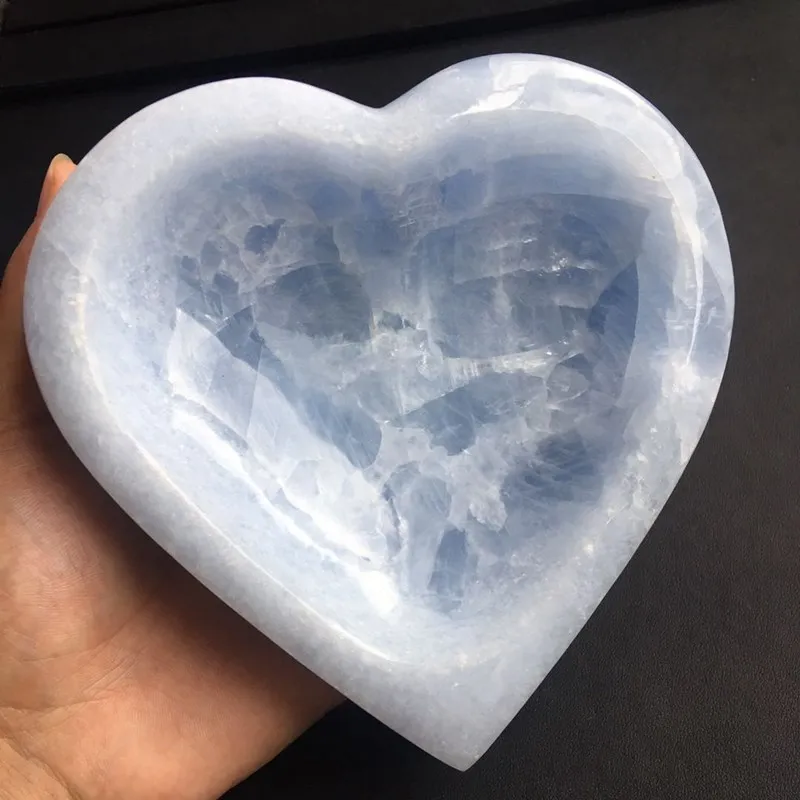 Celestite heart bowl natural stone quartz mineral crystals reiki feng shui modern home decoration