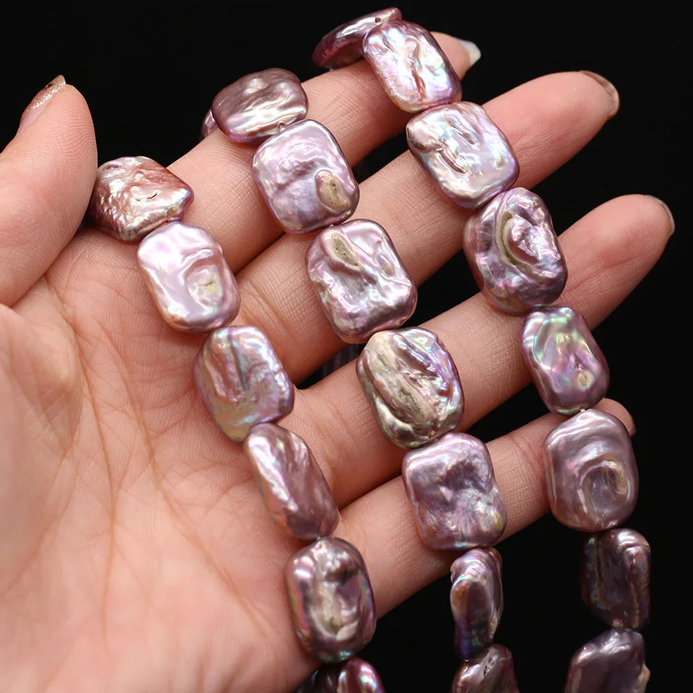 1PCS Natural Freshwater Baroque Pearls Purple Rectangular Beads For Woman Jewelry Making Necklace Bracelet Accessories Gift 36CM