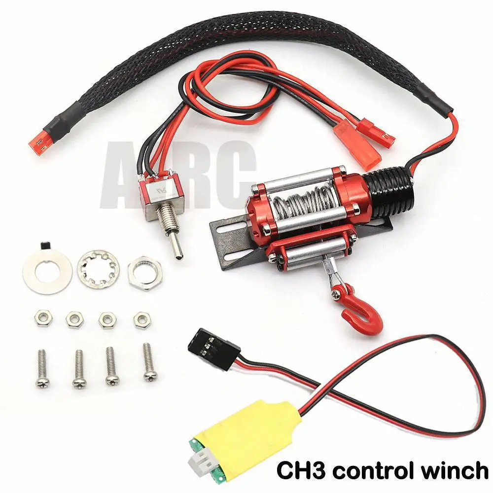 Metal Steel Wired Automatic Simulated Winch with Switch for 1/10 Trax TRX-4 Redcat HPI TAMIYA Axial SCX10 RC4WD D90 RC Car