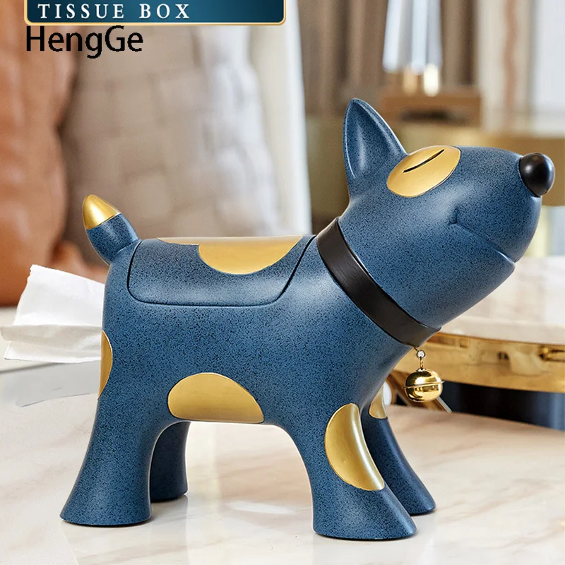 Nordic Cute Tissue Box Decoration Cartoon  Dog Living Room Desktop Napkin Holder Ornament Porch Bedroom Resin Embellishments