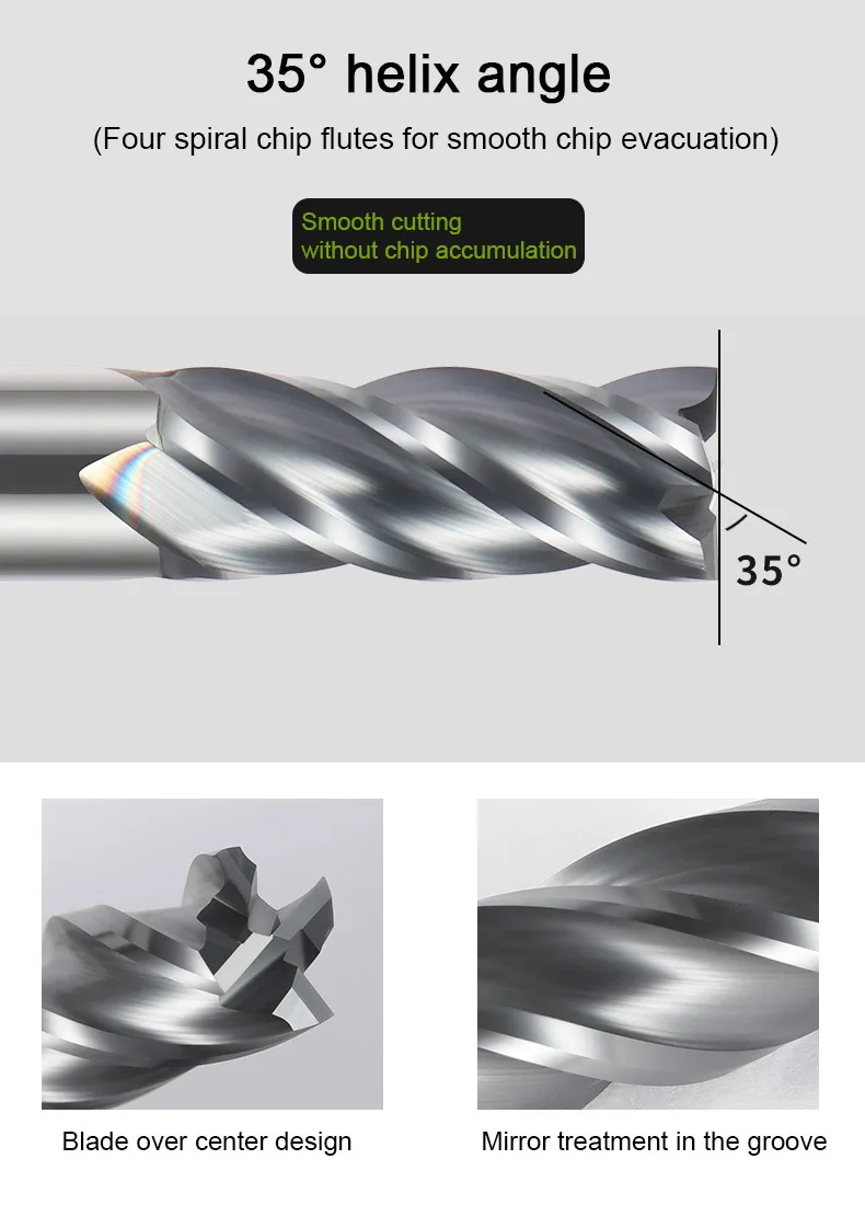 Fresa in metallo duro 4 flauto indurire lega di acciaio al tungsteno fresa frontale utensili speciali a controllo numerico CNC acciaio inossidabile HRC 58