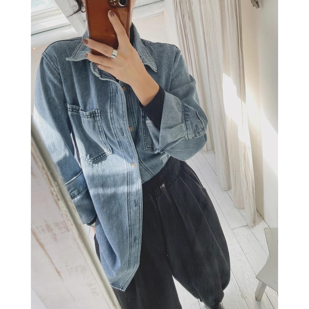 

2021 Women's Denim Jean Oversize Autumn Long Sleeve Blouses Shirt Top Tunics Woman Clothing Y2k Vintage Oem Overcoat Cardigan