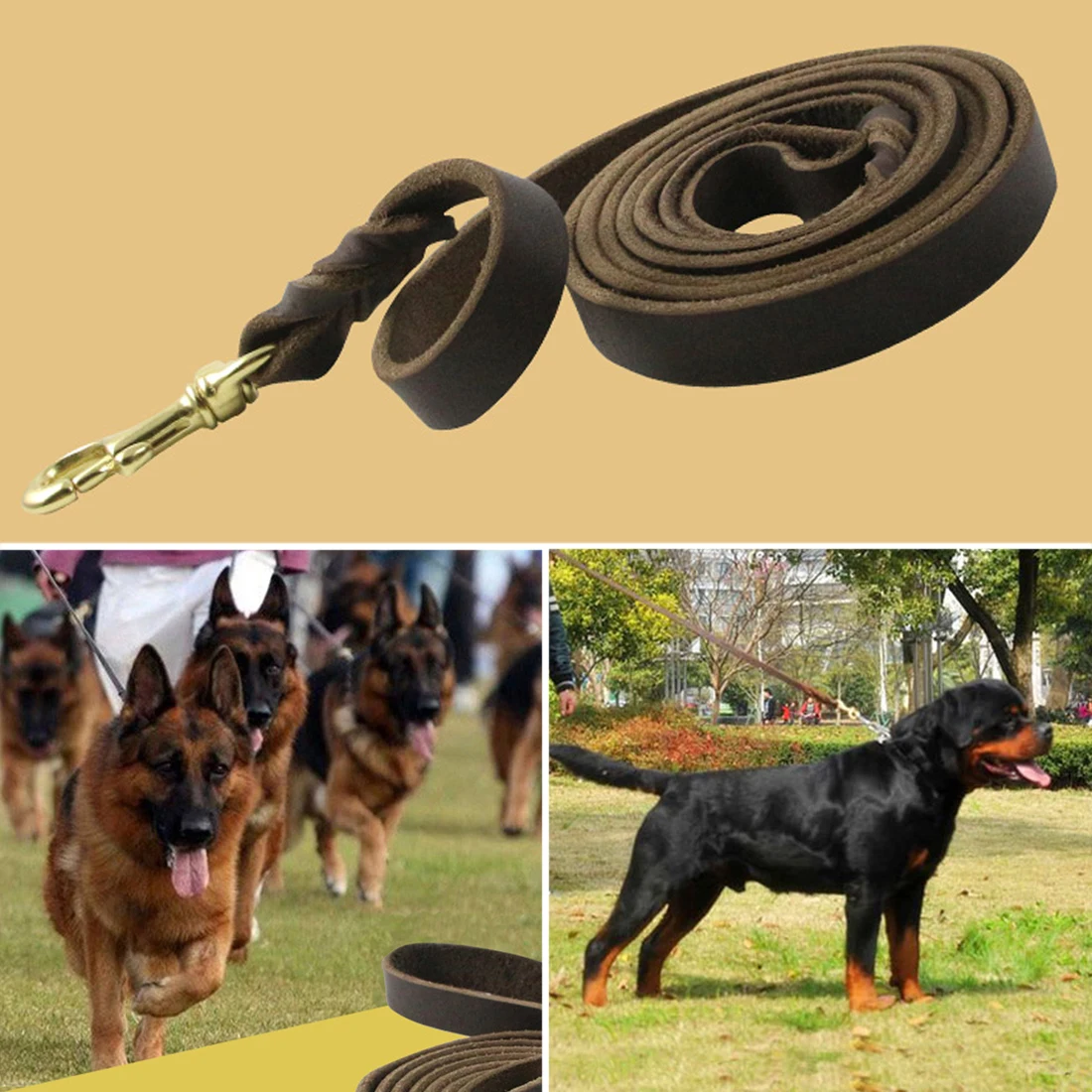 1Pc Durable Braided Leather Dog Leash Walking Training Leads for Dog German Shepherd Pet Products for Medium Large Dogs Leash