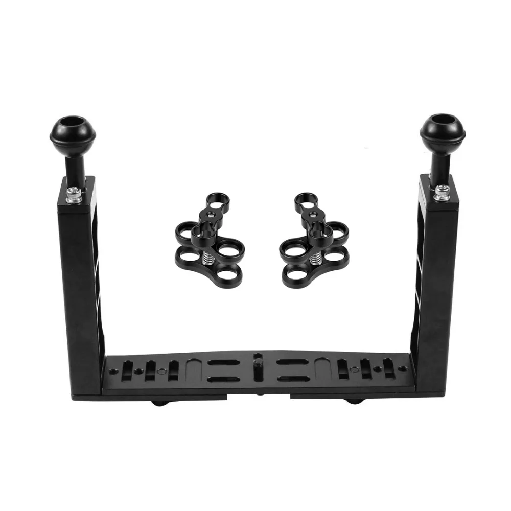 

Dual Handle Aluminium Diving Tray Stabilizer Rig with Dual Balls Aluminum Alloy Clamp for Underwater Camera Housings Case