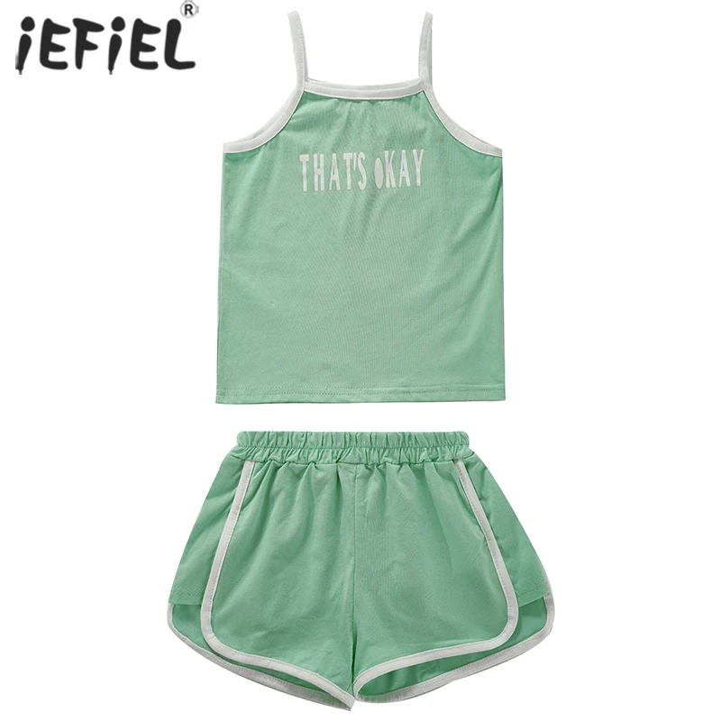 

Summer Toddler Girls Clothes Set Sleeveless Letter Print Vest Crop Tops Shorts Kids Suit Children Streetwear Clothing 1 2 4 5 6Y