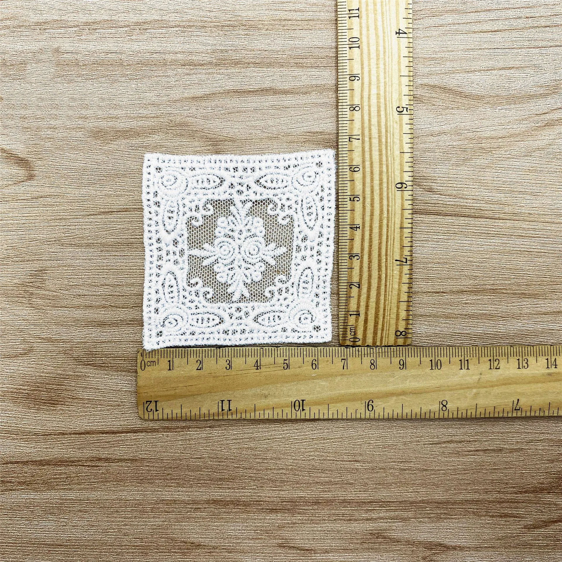 3pcs/Lot Embroidery Cotton Thread Lace Fabric Checkered Damond Pocket Ribbon Sewing Garment Accessories