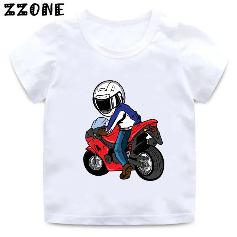 Motorcycle Motocross Print Kids T-Shirt Baby Boys Cartoon Funny T shirt Summer Short Sleeve Children Streetwear Tops Girls Cloth