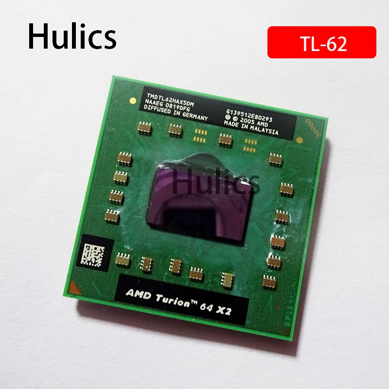 Hulics Used AMD Turion 64 X2 Mobile technology TL-62 TL 62 TL62 2.1 GHz Dual-Core Dual-Thread CPU Processor TMDTL62HAX5DM