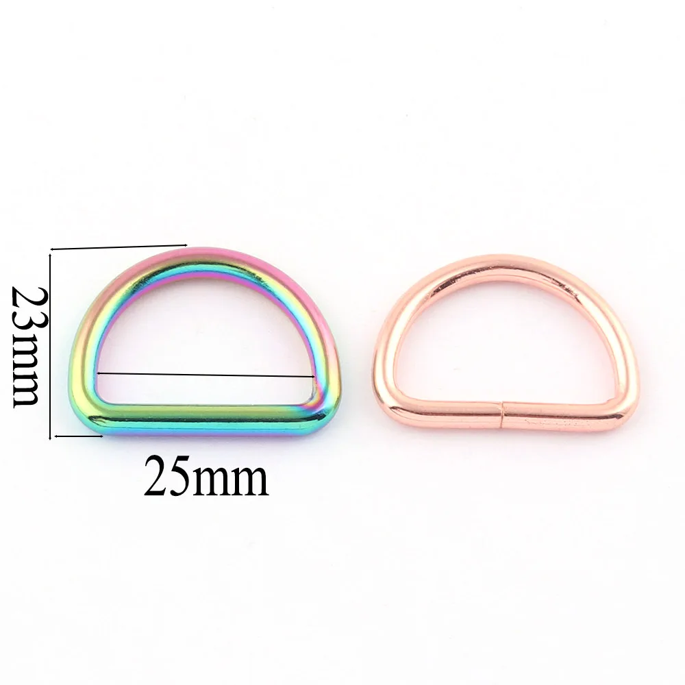 25mm Rainbow D Rings slide adjuster buckle,Metal D ring Belt strap Buckle,bag purse webbing clasp Handbag leather Hardware 10pcs