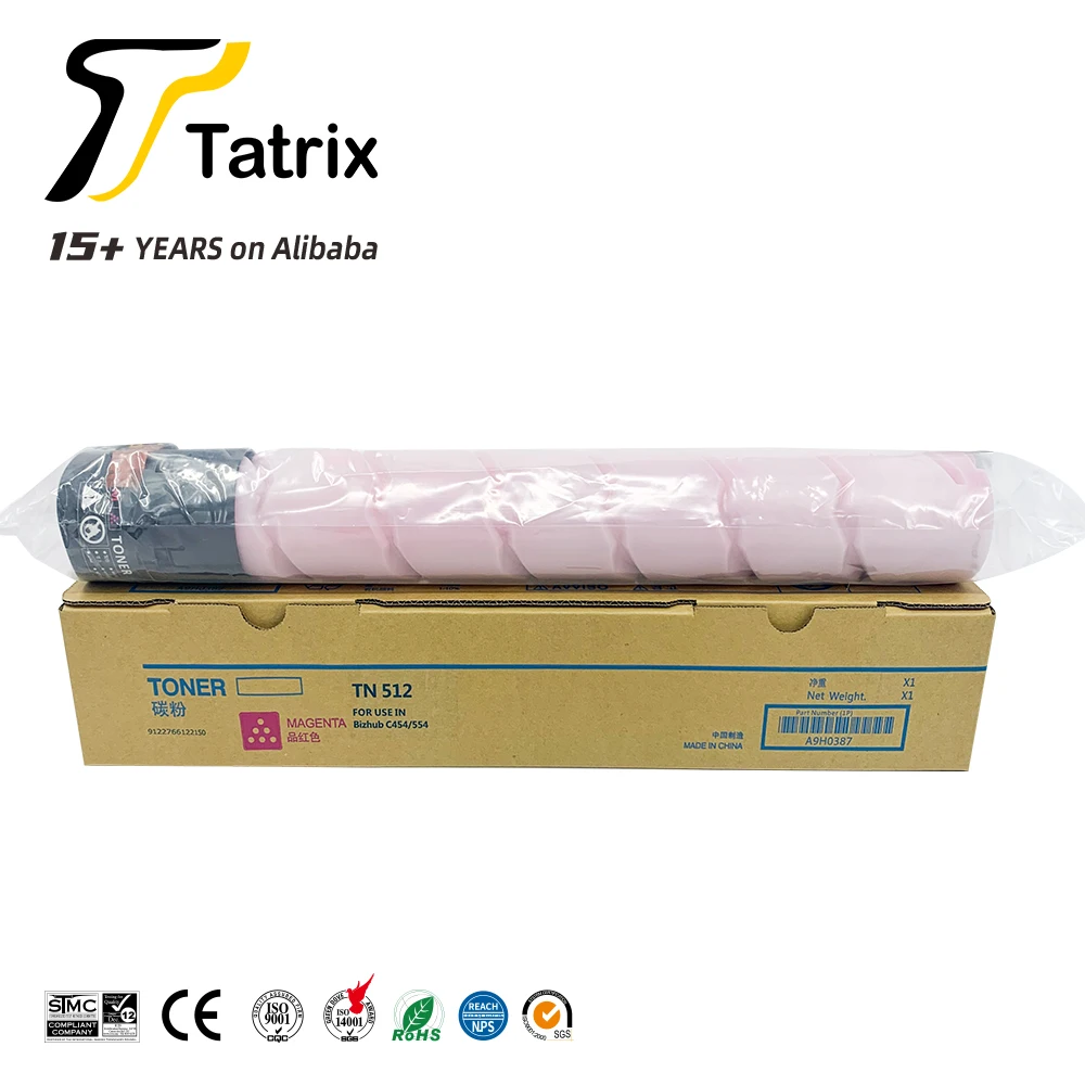 Tatrix TN512 TN-512 TN 512 Premium Compatible Laser Color Toner Cartridge for Konica Minolta ADC456 ADC556 Bizhub C454e C554e