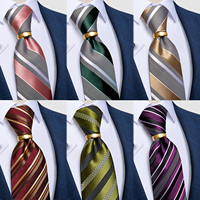 Pink blue Striped Men's Ties Business Wedding Neck Tie Pocket Square Cufflinks Tie Ring Men's Gift Gravata DiBanGu