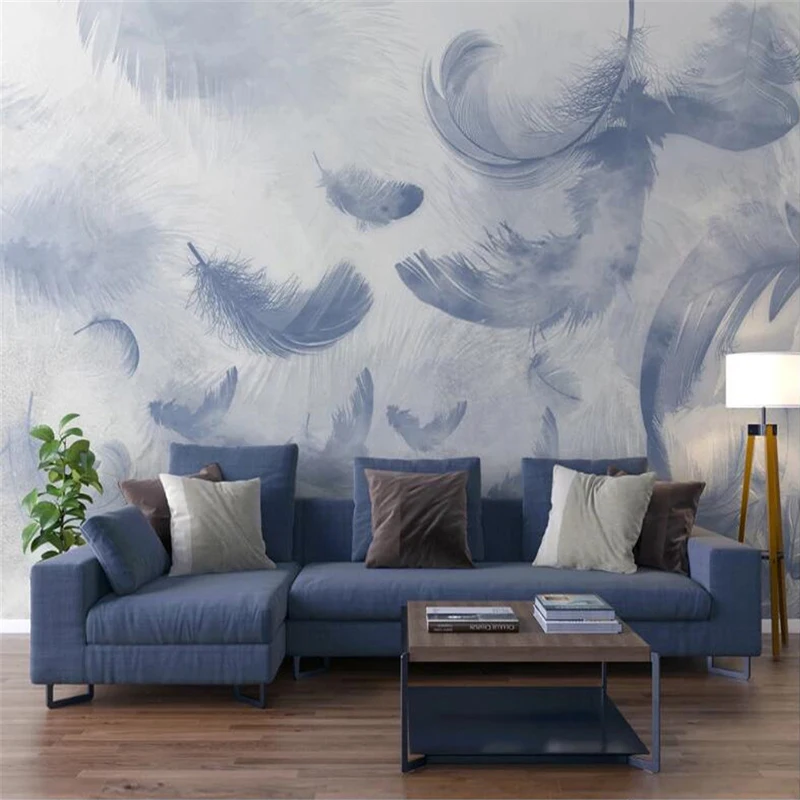 Custom 3D Mural Papel De Parede Hand Painted Feather Waterproof Canvas Wall Painting Modern Living Room Bedroom Photo Wallpaper