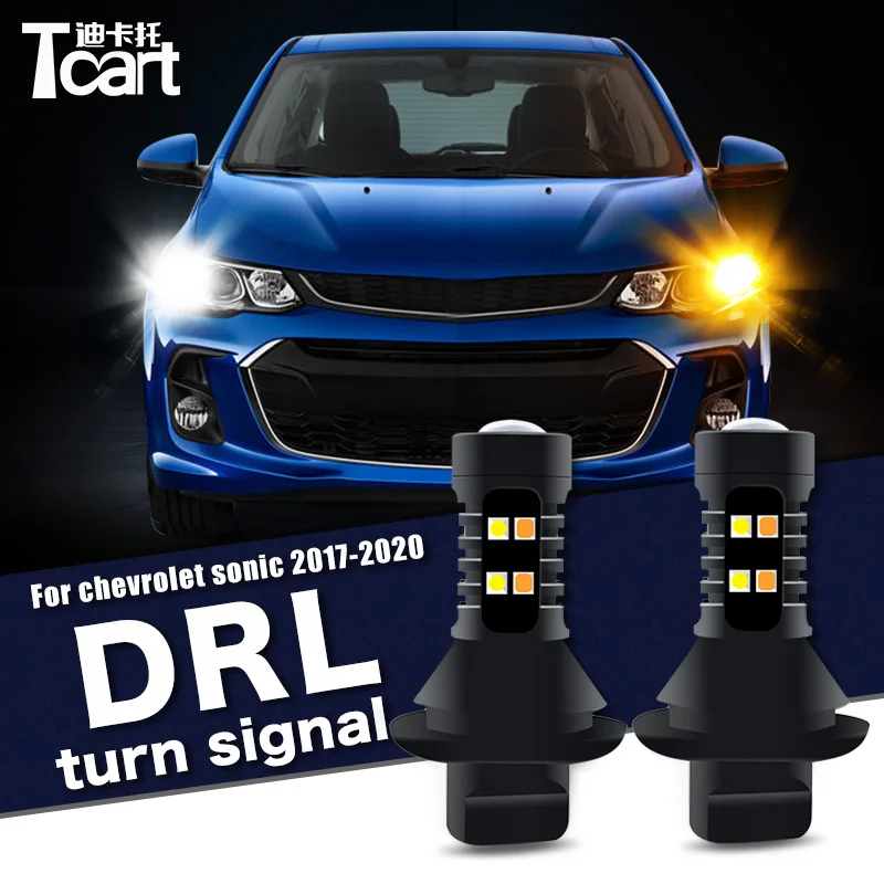 Tcart Car Accessories Led Daytime Running Light Turn DRL 1156 PY21W BAU15S  For Chevrolet Sonic T300 Holden Barina 2016-2020