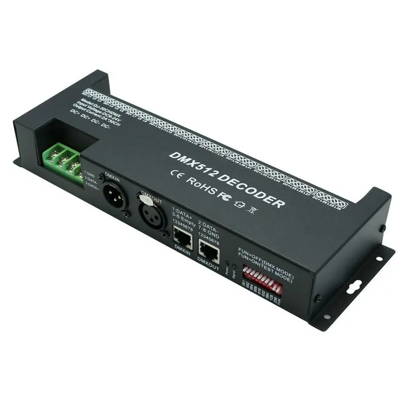 

DMX 512 RGB 30 channels LED strip controller DMX decoder dimmer DC9V-24V driver 30CH DMX512 Constant decoder