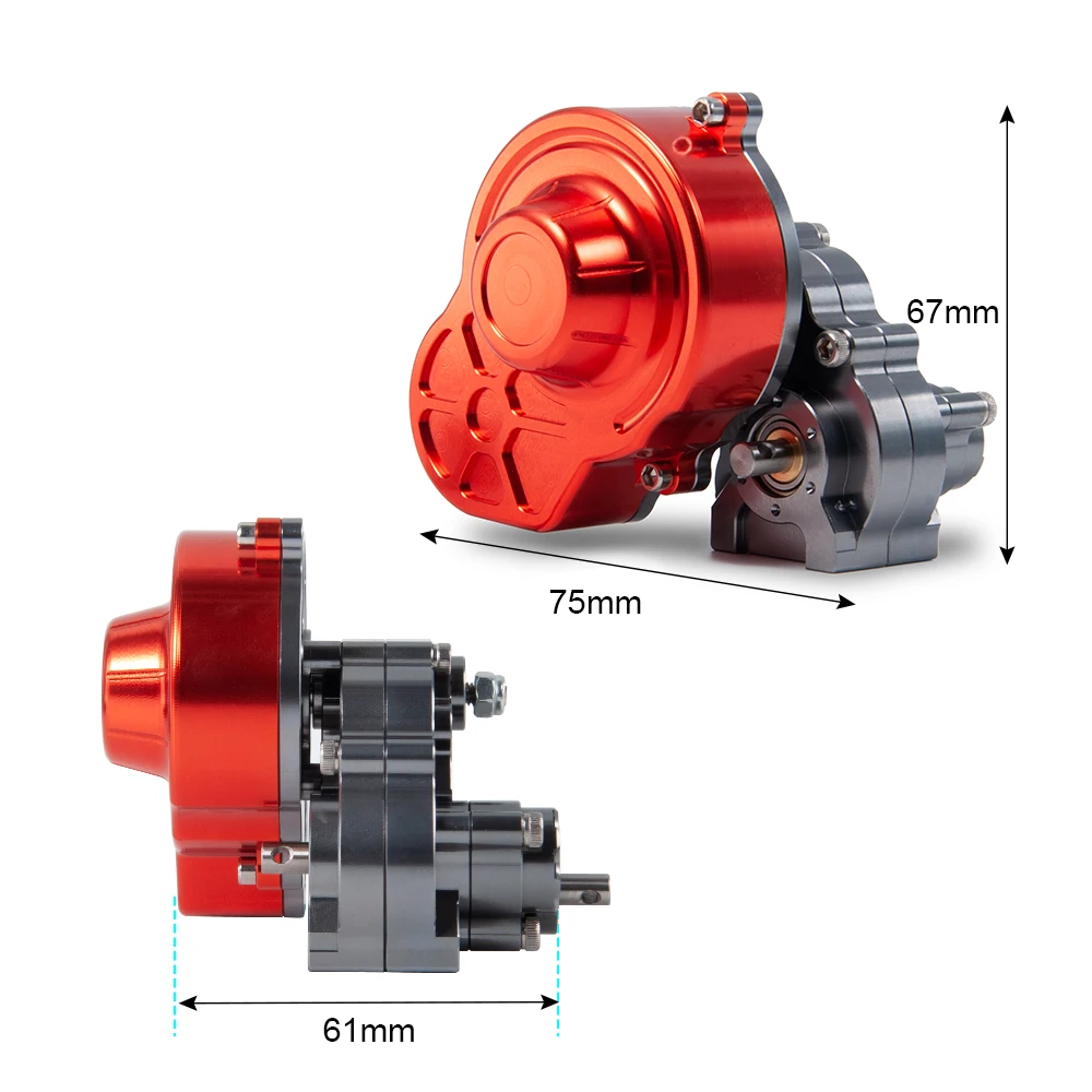 YEAHRUN Metal Complete Transmission Gearbox with Gear for 1/10 RC Crawler Truck Axial SCX10 90027 SCX10 II 90046 Upgrade Parts