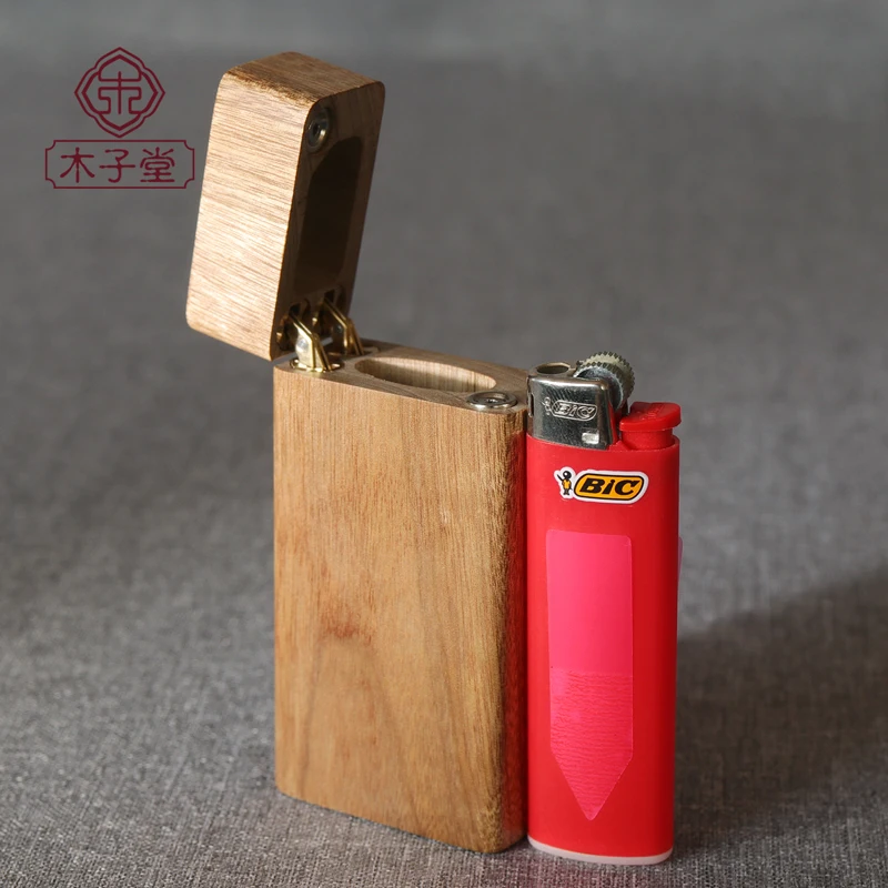 Wooden Lighter Shell Hollowed Out Hinge For BIC J3 Disposable Gas Lighter 84*40*20MM