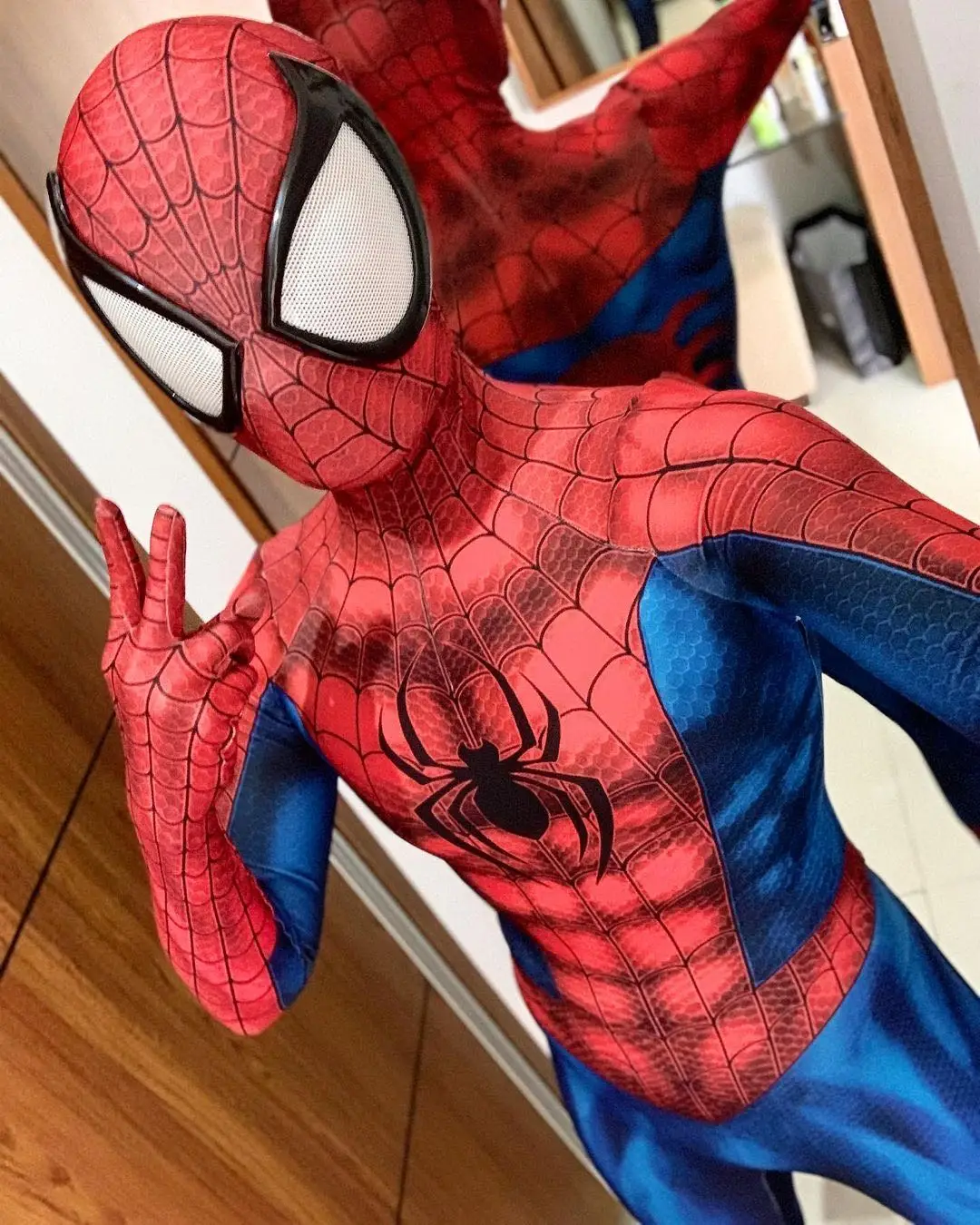 Disfraz clásico de Spidermna para adultos y niños, traje de Cosplay de ojos grandes con estampado 3D de LICRA para Halloween, body Zentai