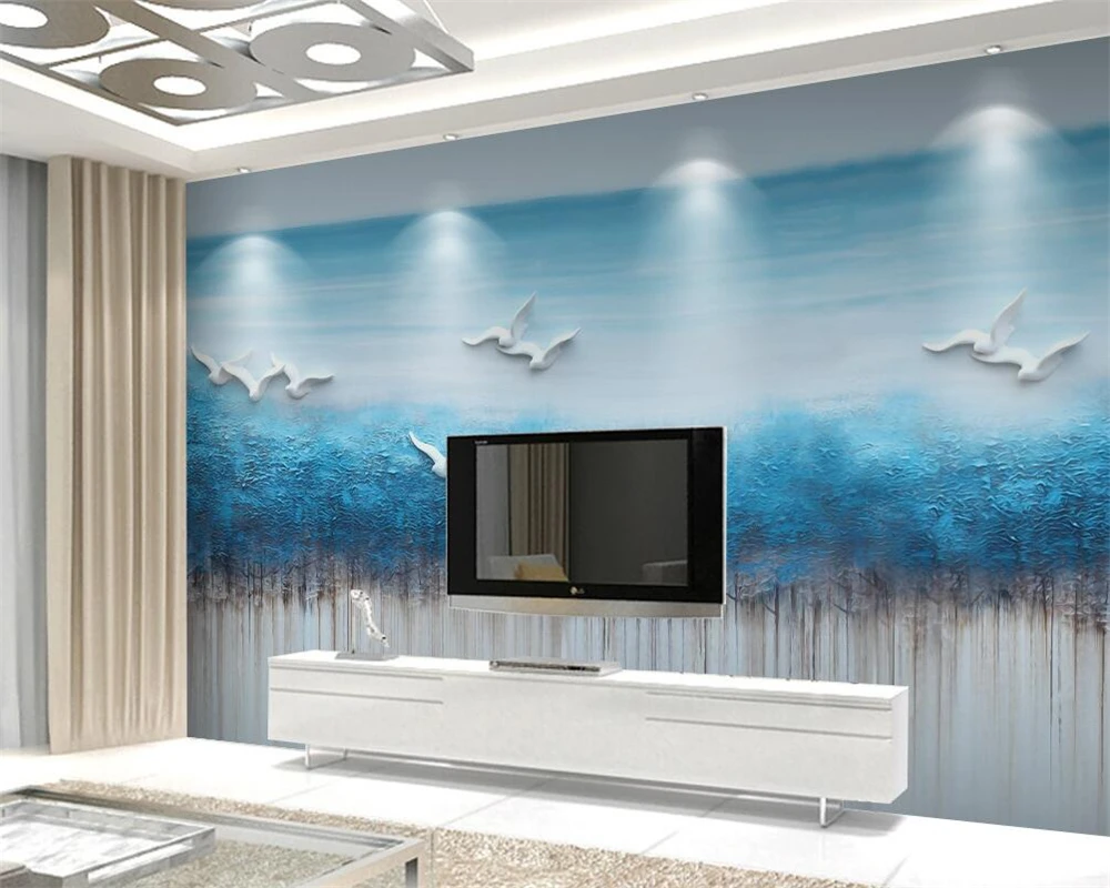 Customized Mural New Chinese 3D Relief Mengli Water Country Scenery Background Wall Living Room Decoration papel de parede 3d