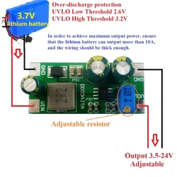 DC 2.7-5.5V to 3.5-24V 6A DC-DC Step-Up Board Boost Converter 30W High Power Adjustable Boost Module for 18650 Lithium Battery