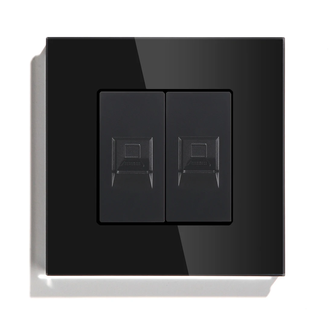 BSEED Double Internet Wall Sockets Glass CAT6 PC Power Outlets Socket Tempered Crystal Panel White Black Gold CAT5 Sockets