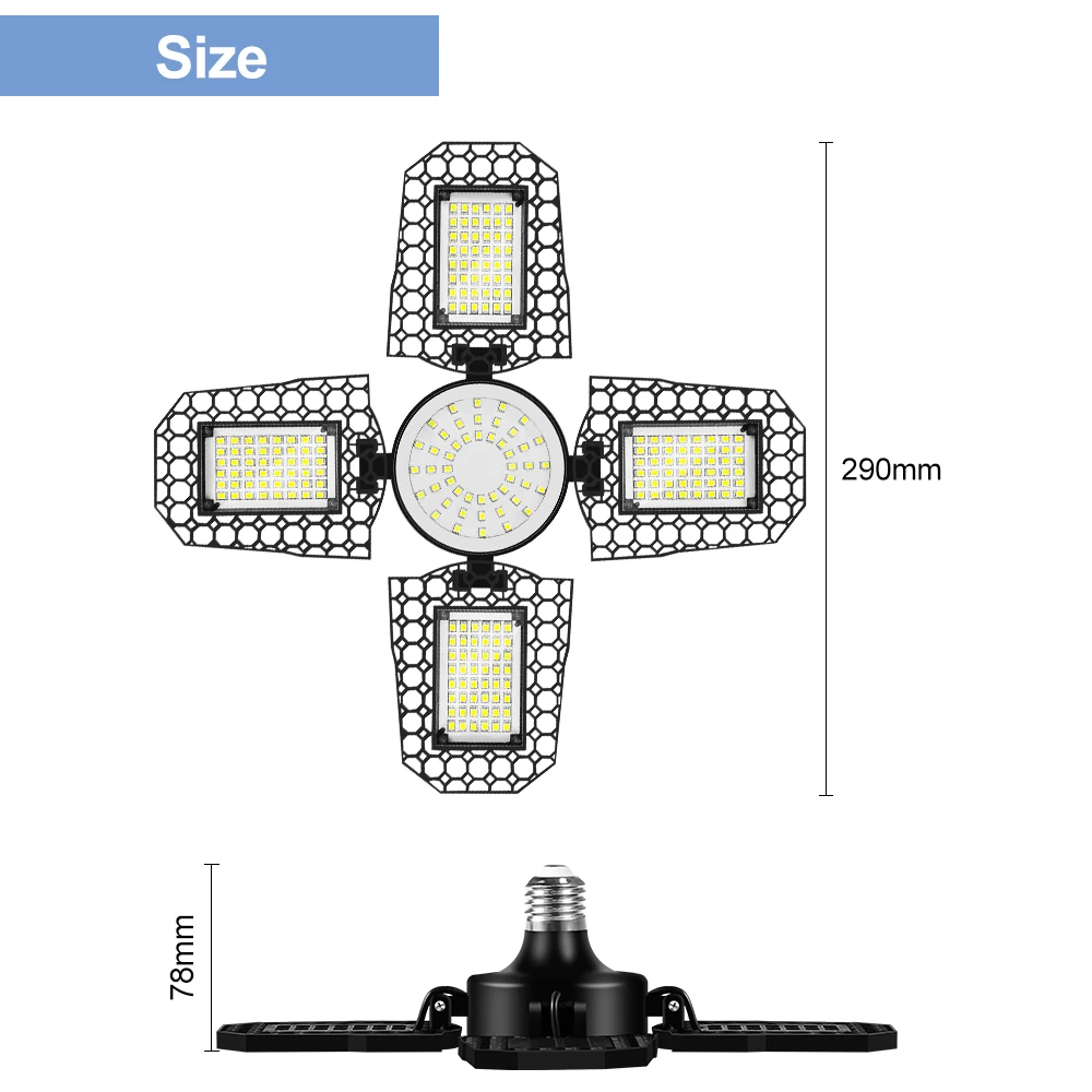 200W LED Garage Light Bulb E27 Foldable Deformation Lamp E26 Home Warehouse Workshop Basement Lighting Cold/Warm White 100W 150W