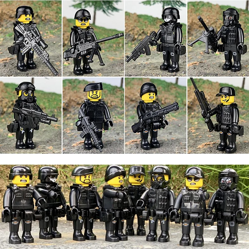 Kids Military Special Forces Soldiers Bricks Figures Guns Weapons Compatible Small Assemble Building Blocks Toys Children Gift image 4