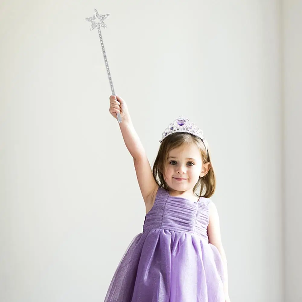 Fairy Wand 13 Inches Golden Silver Angel Star Magic Wand Five-Pointed Star Princess Magic Fairy Cane For Girls Stage Elf Cost