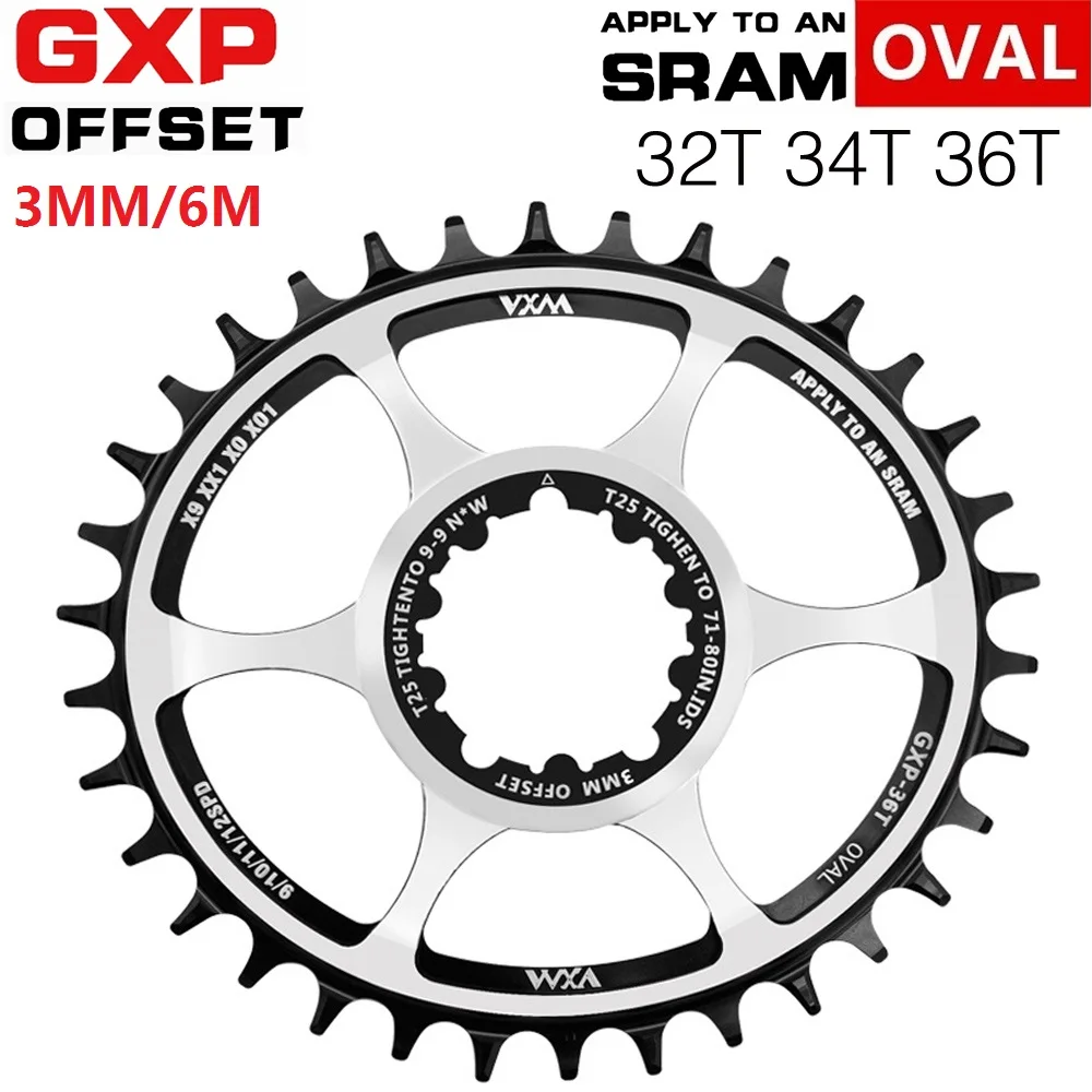 

Bike GXP Chainring 32T 34T 36T Oval Chainwheel Offset 3MM/6MM Mountain Bike Sprockets For 8-12s SRAM XX1 X9 XO X01 gx Eagle NX