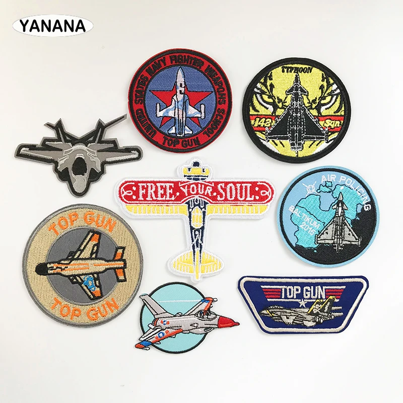 

airplane Aircraft Fighter Aeroplane fighter plane jet Badge Iron on stickers Patches for Individual clothing stickers