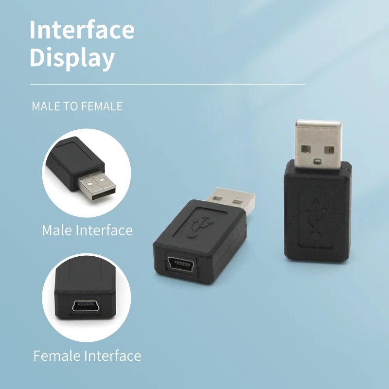 USB to Mini USB Connectors Male to Female USB 2.0 Adapter PC Computer Cables High Quality Lightweight  Black Color usb Converter