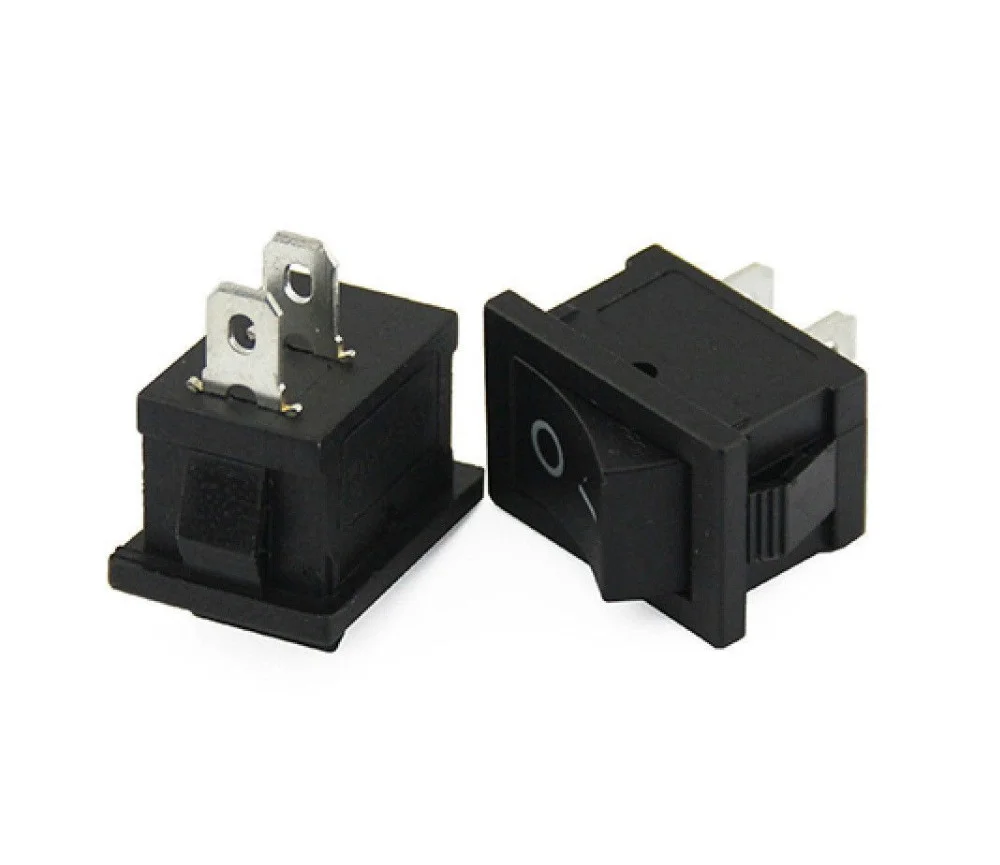 5 pçs/lote botão de pressão preto mini interruptor 6a-10a 250v KCD1-101 2pin snap-in ligar/desligar interruptor de balancim 21*15mm