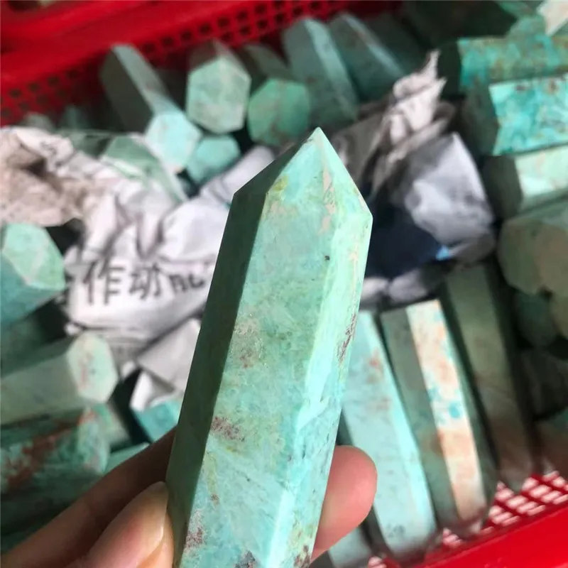New Arrivals Spiritual Healing Crystals Tower Natural Green Blue Turquoise Point Crystal Wand For Sale