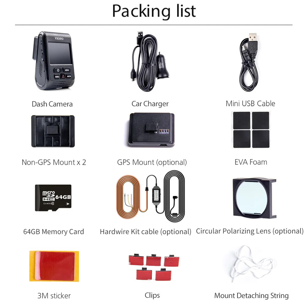 VIOFO A119 V3 2K รถ DVR Super Night Vision Quad HD Dash กล้องโหมดที่จอดรถ G-Sensor Rota เลนส์ 2560*1600P GPS CPL