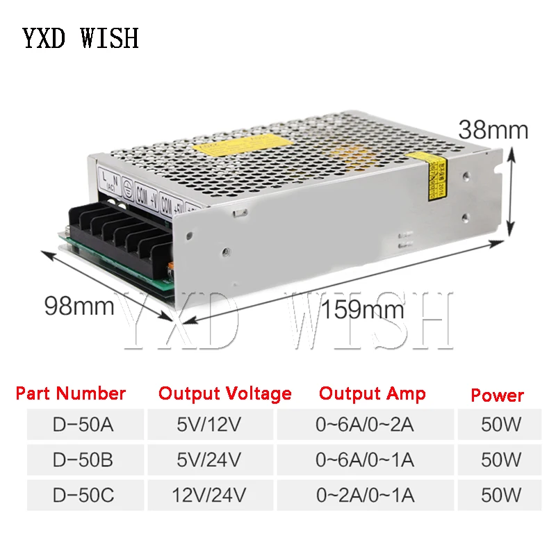 30W 50W 60W 100W 200W 350W Double Output Switching Power Supply 5V 12V, 5V 24V, 12V 24V Power Supply Transformer AC DC Converter