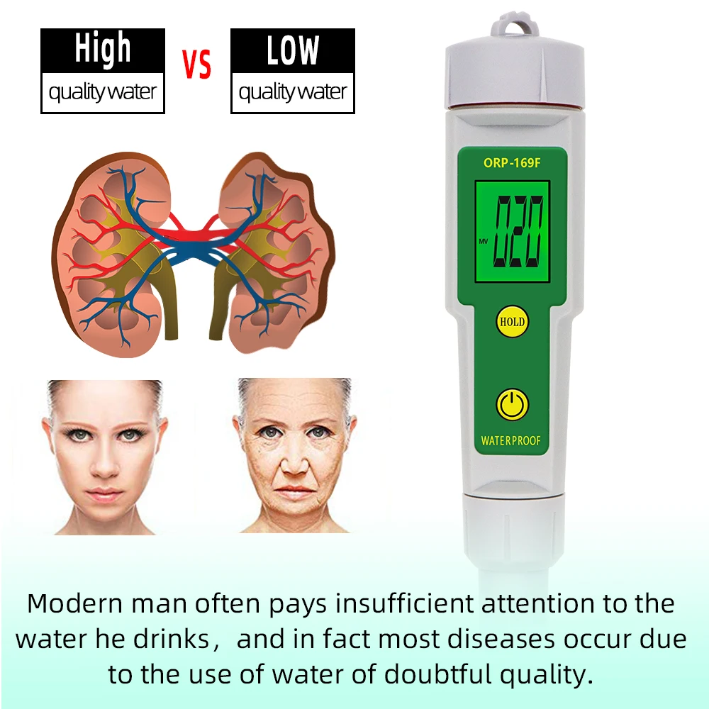 Digital ORP Tester ORP169F Waterproof ORP Meter 0 ~ ±1999mV Water Quality Tester for Aquarium and Swimming Pool 50%off