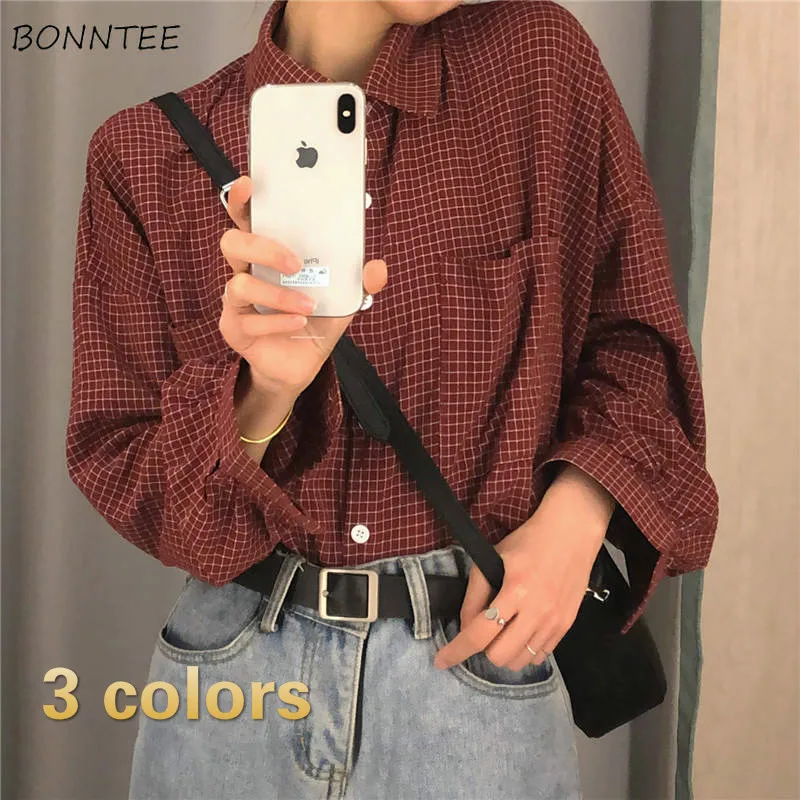 Shirts Women Plaid Classic Fashion Harajuku BF Loose Causal Daily Womens Shirt Chic All-match Streetwear Retro New High Quality