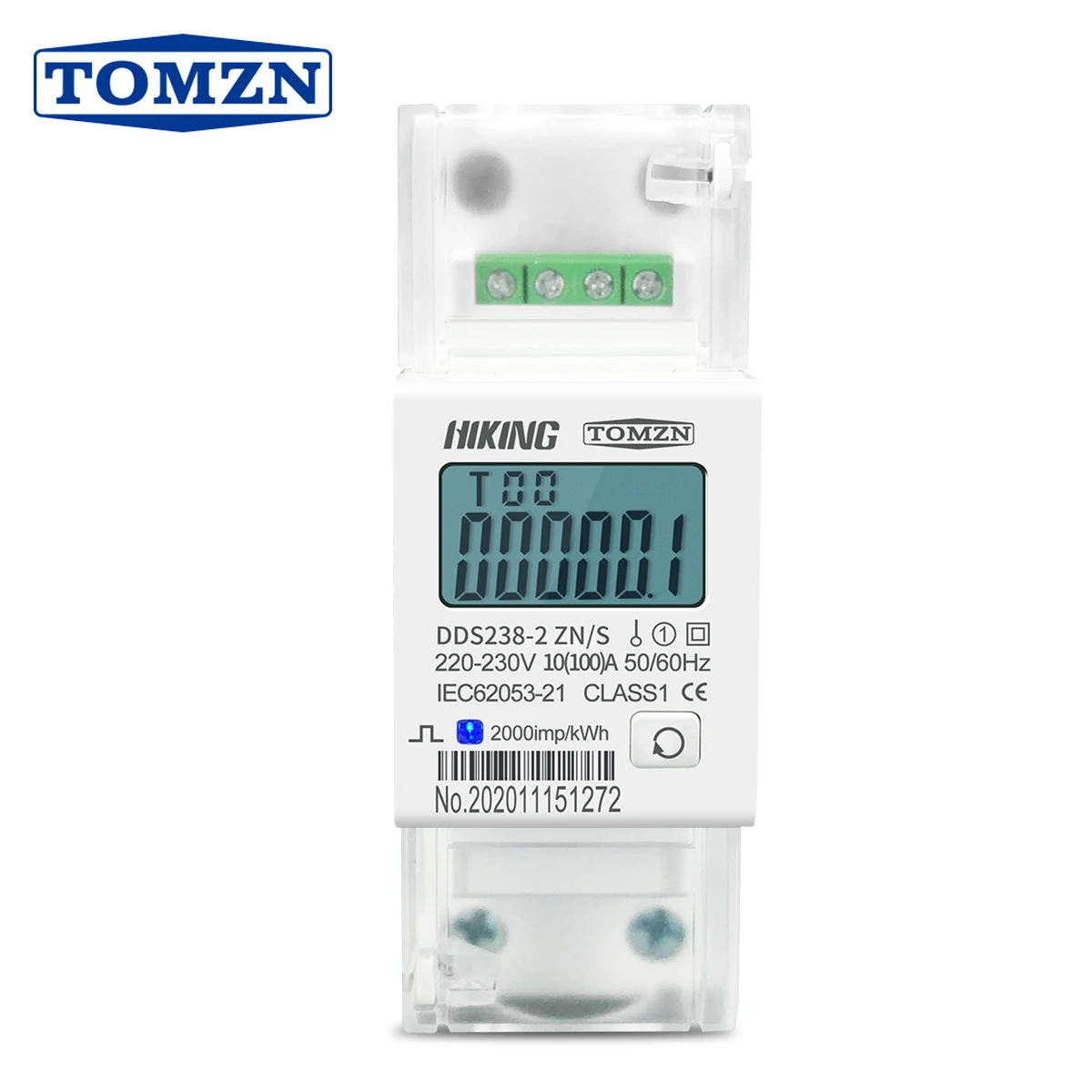 

100A 220V 230V 50HZ 60HZ voltage current DDS238-2 ZN/S single phase Din rail KWH Watt hour energy meter with RS485 MODBUS-RUT