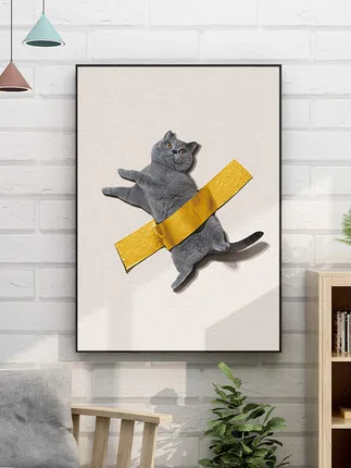Nordic Band Katze Wand Kunst Dekoration Spaß Kätzchen Niedlichen Tier Kinderzimmer Kindergarten Schlafzimmer Dekoration Leinwand Malerei