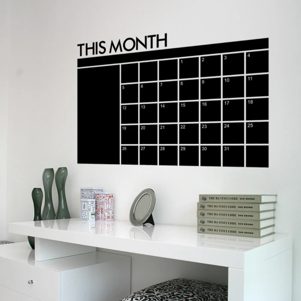 Large Chalkboard Calendar Wall Decal Sticker Monthly Planner Blackboard Decor